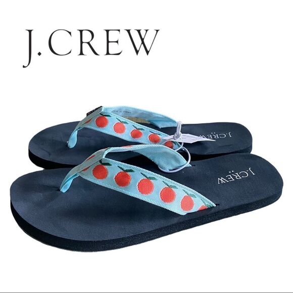 NEW J. Crew Women's Orange Aqua Peach Flip Flop Sandals - Picture 2 of 5